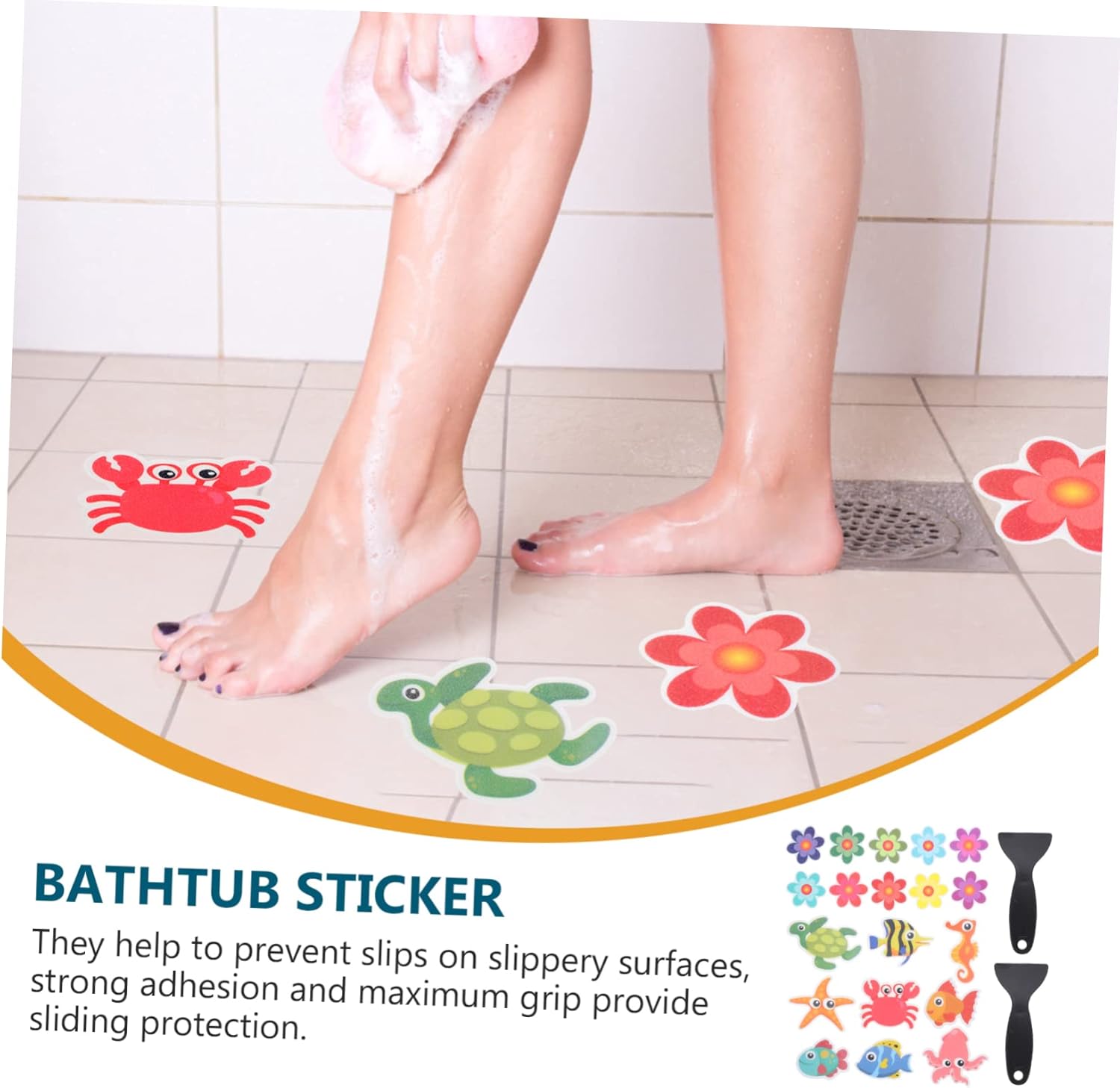 Ciieeo Anti-Slip Bathtub Stickers with Cartoon Animals 21 Pieces Set