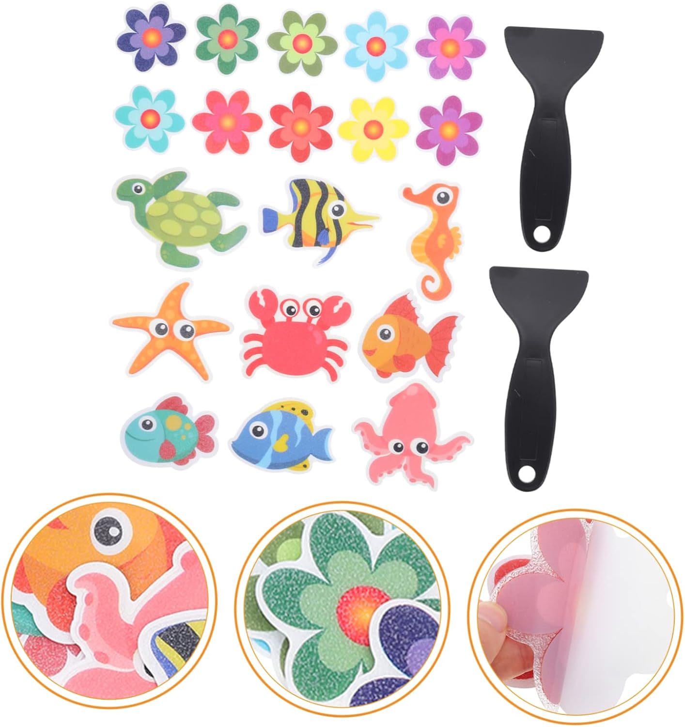 Ciieeo Anti-Slip Bathtub Stickers with Cartoon Animals 21 Pieces Set