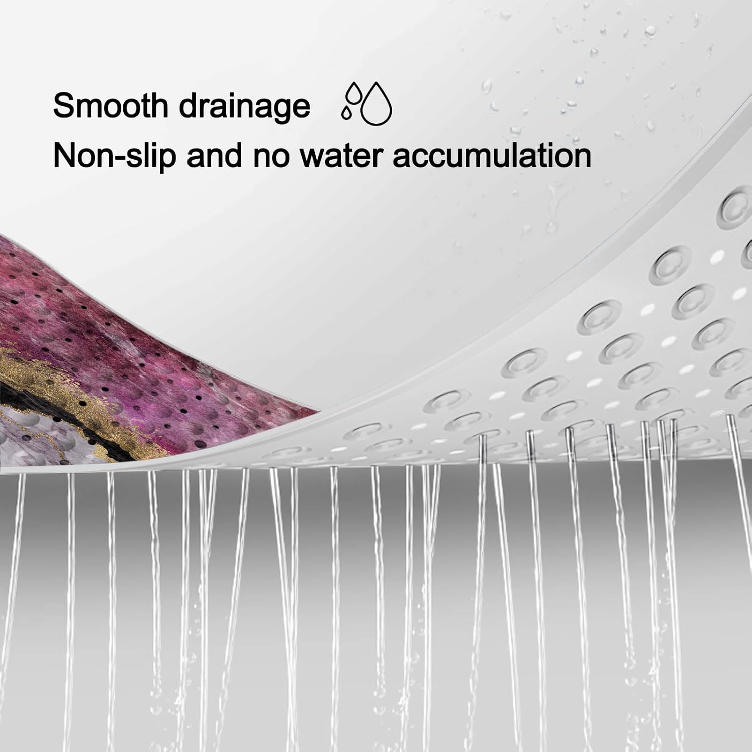 LNOND PinkGold Marble Bathtub Mat