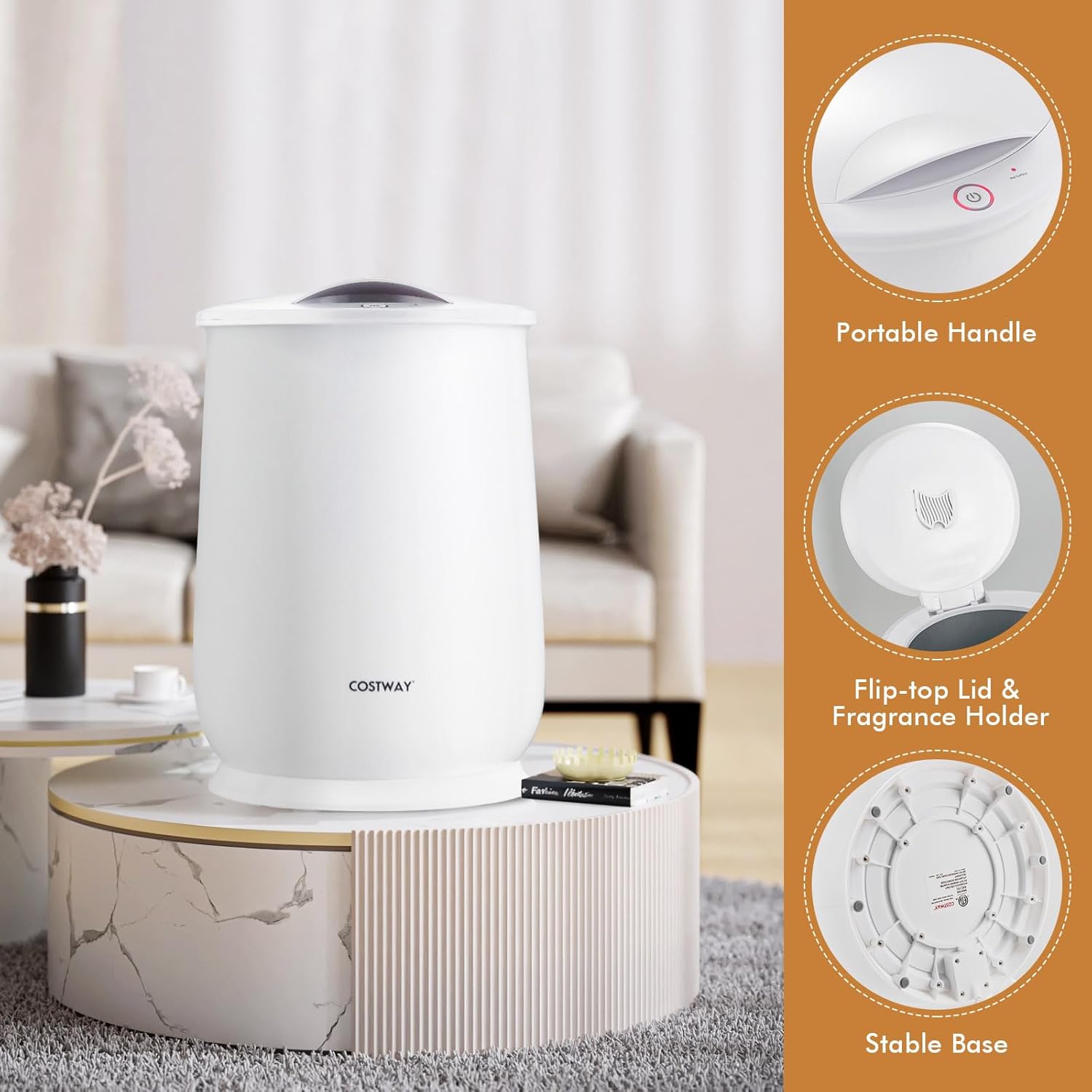 COSTWAY 21L Large Towel Heater with Flip-top Lid