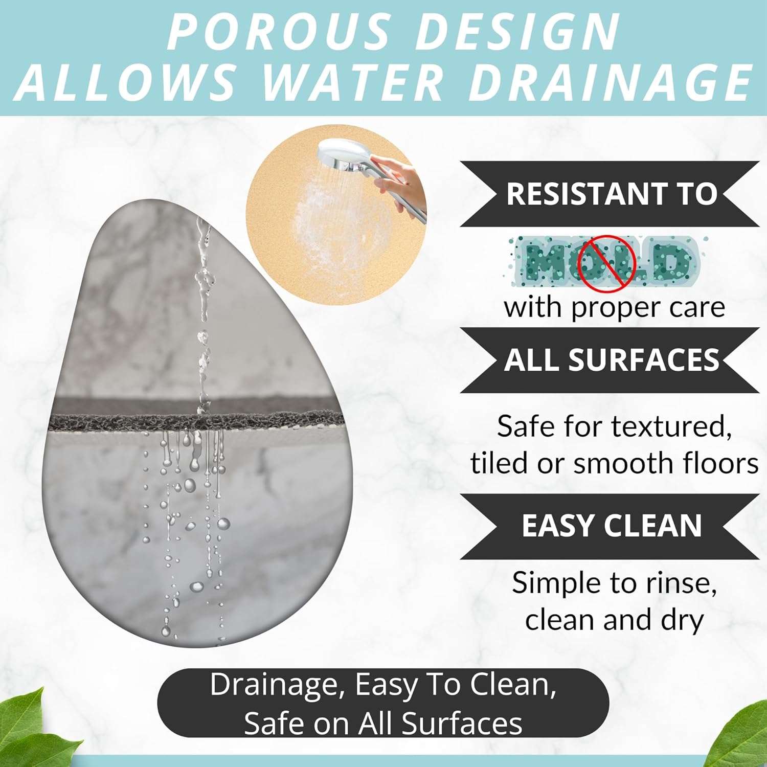 Enkosi Non-Slip Shower Mat - Durable Bath mat for wet areas