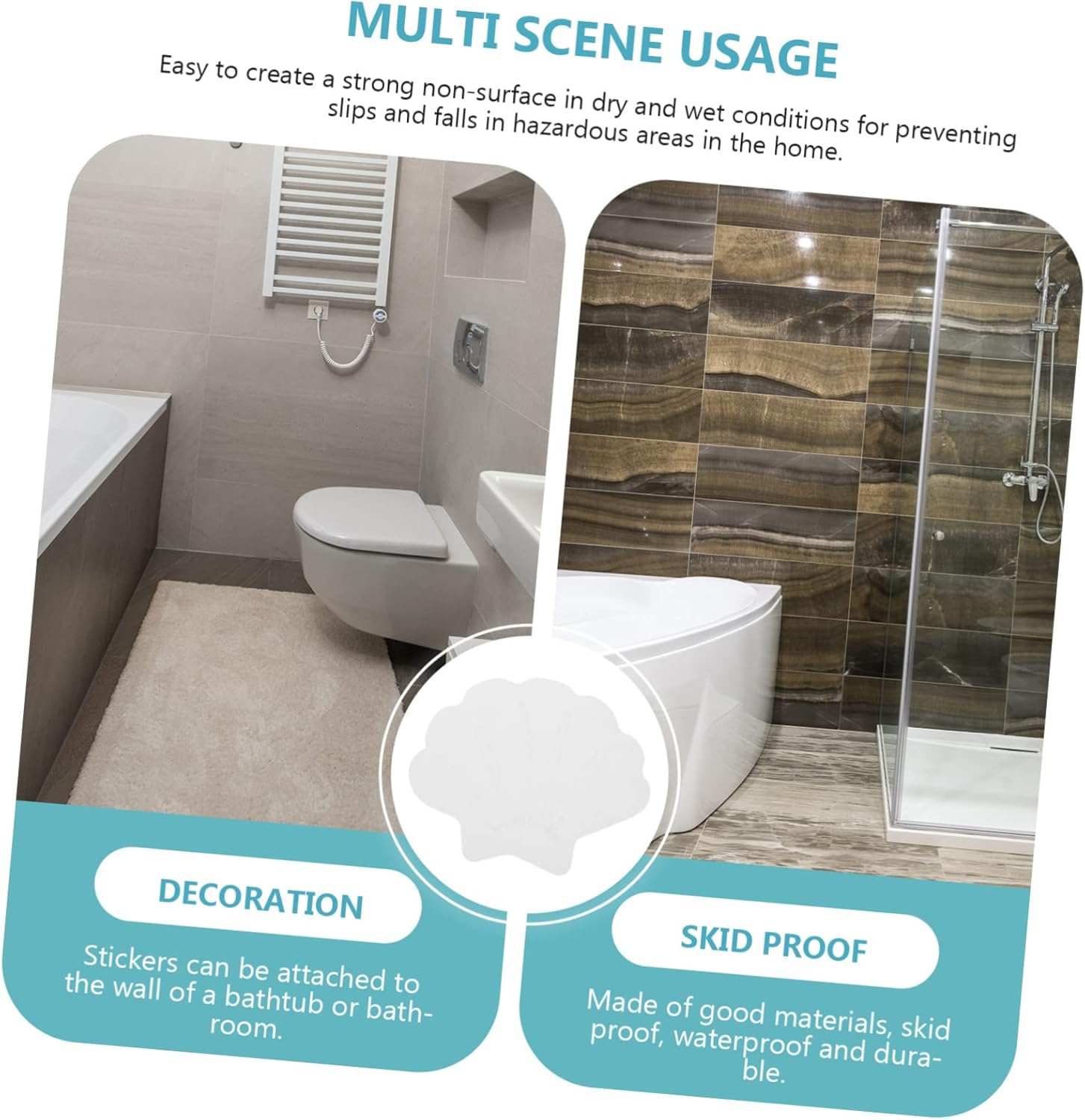 Zerodeko 2 Sets Non-Skid Cartoon Bathtub Stickers