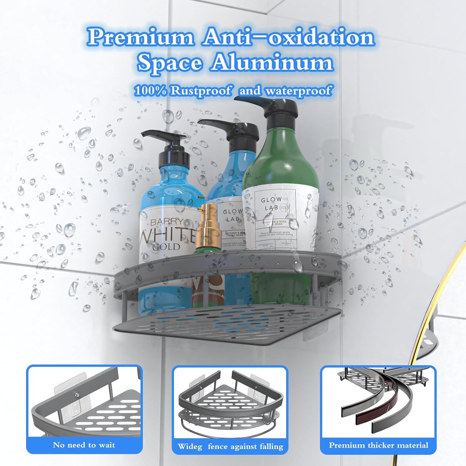 Rust-Resistant Corner Shower Organizer 2-Pack