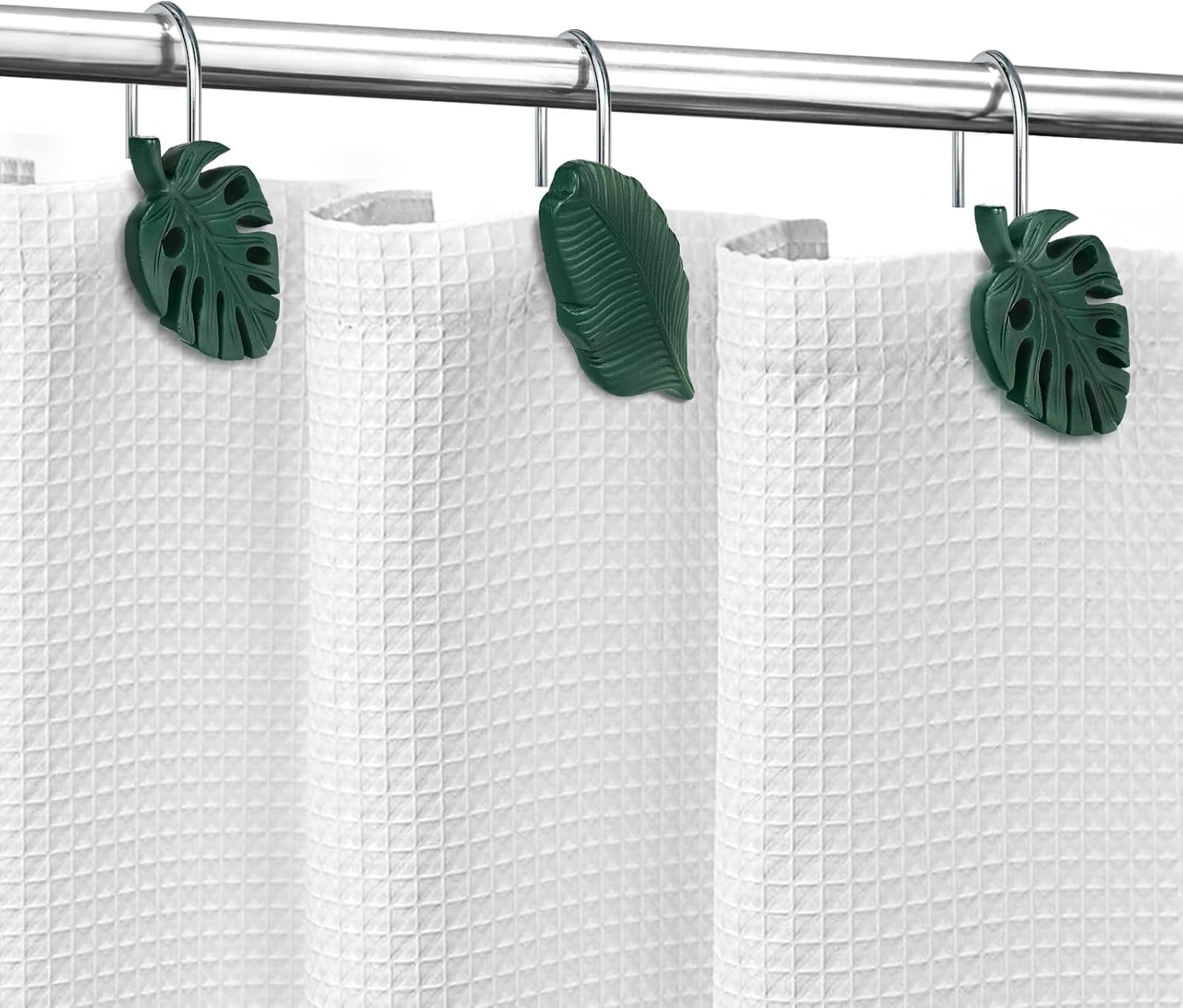 Sunlit Tropical Leaf Decorative Shower Curtain Hangers