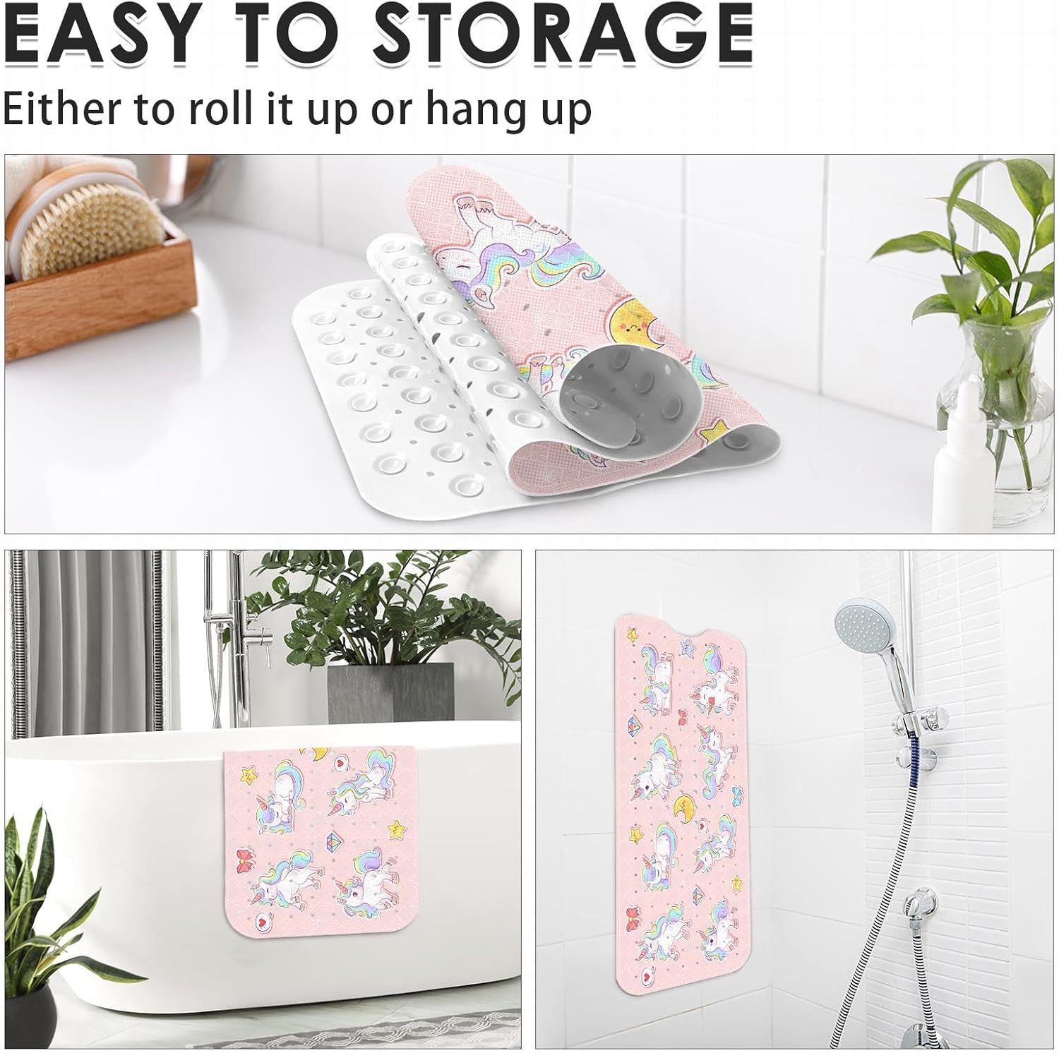 Stunning Kawaii Unicorns Bathtub Mat for Kids