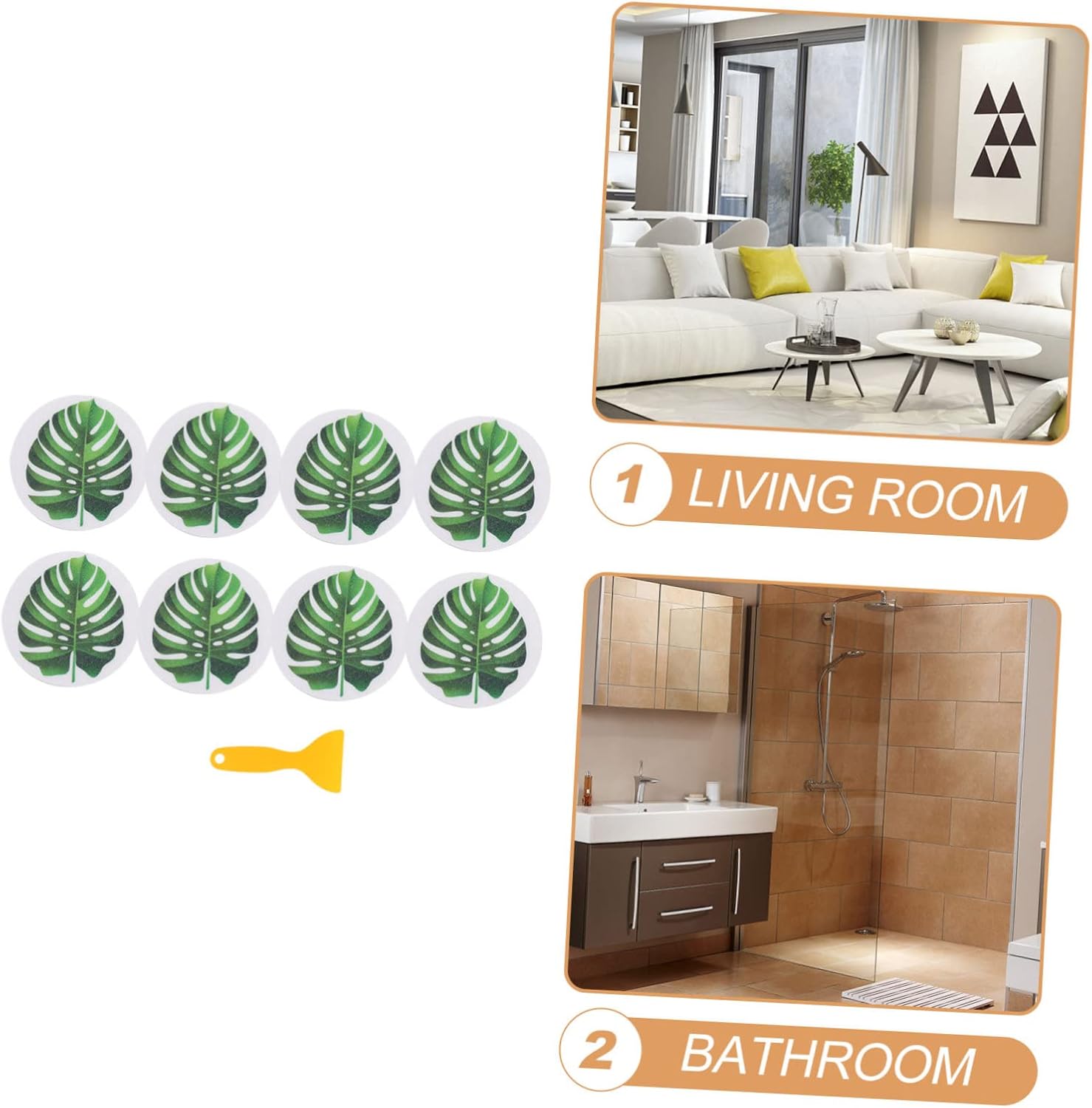 GLEAVI Bathtub Non-Slip Stickers Leaf Design for Kids and Adults