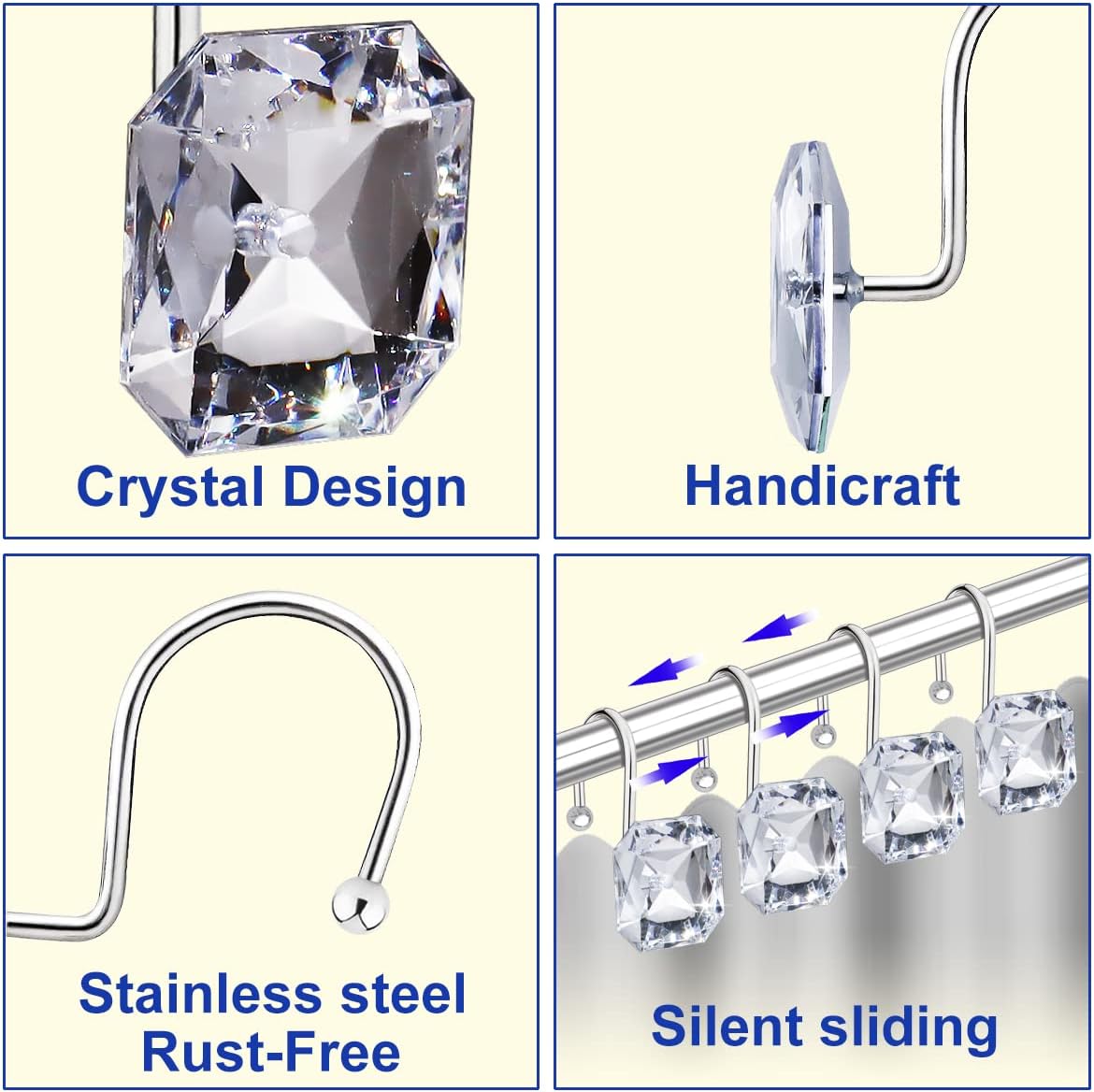 Stainless Steel Decorative Shower Curtain Hangers