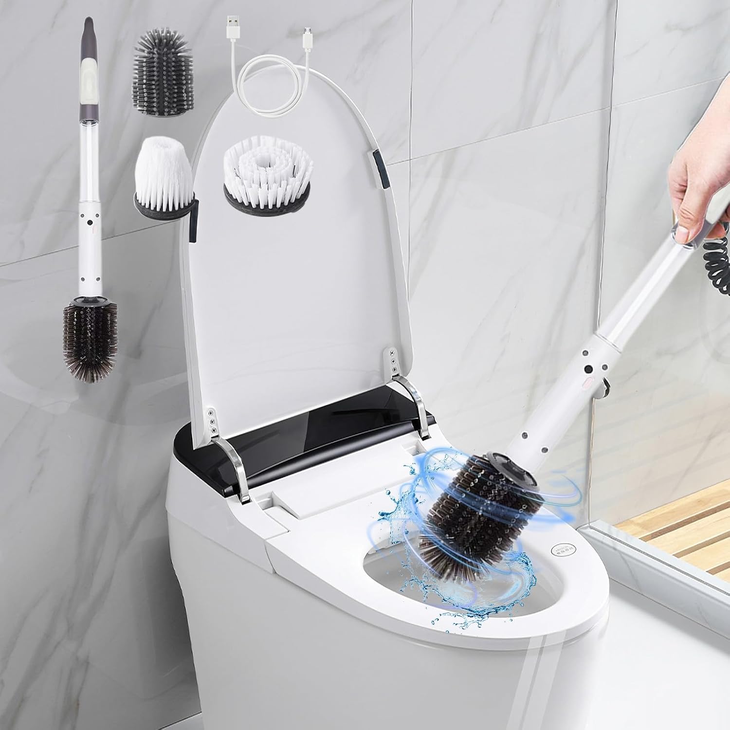 Wireless Electric Floor Brush for Toilets Bathrooms