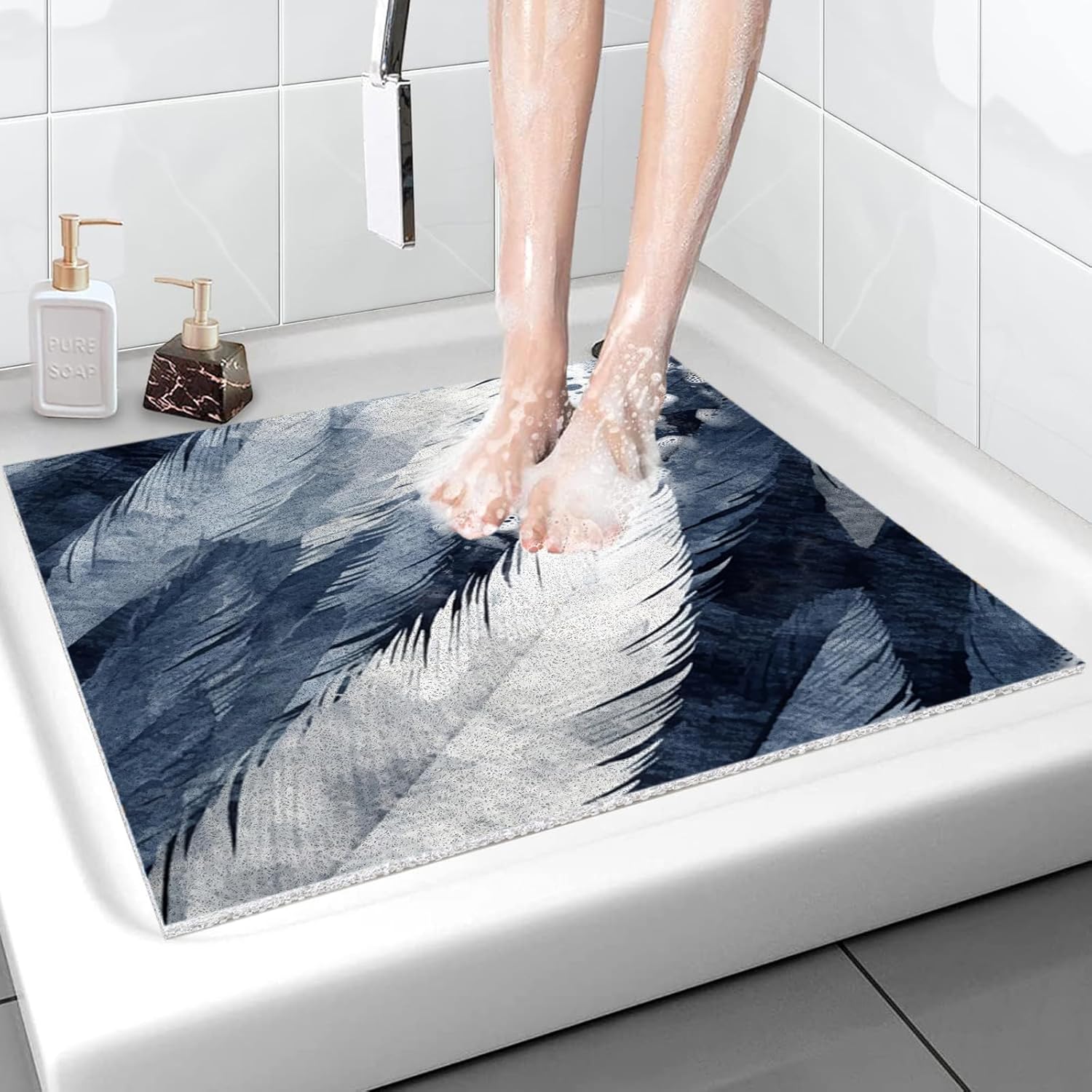 Extra Large Square Shower Mat for Comfort Slip-Free Bathing