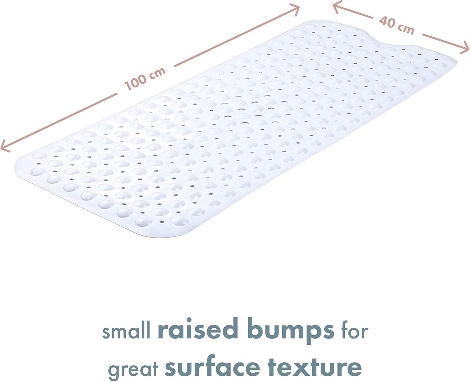 TranquilBeauty Non-Slip Bath Mat with Suction Cups 40x16in White Extra Long