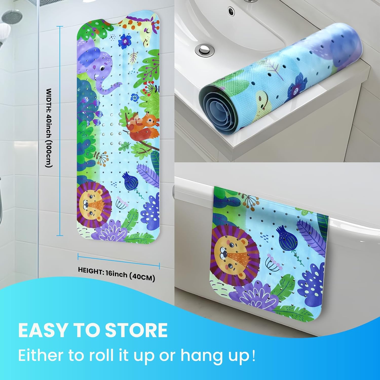 Linoows - Non-Slip Bathtub Mat 4016 Forest Animal Design