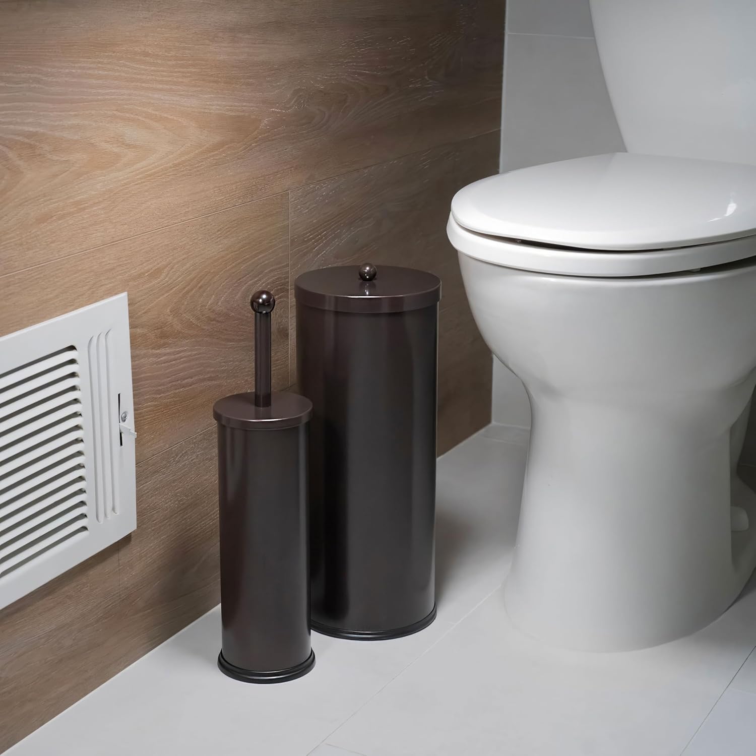 Stainless Steel Toilet Paper Canister Set Bronze