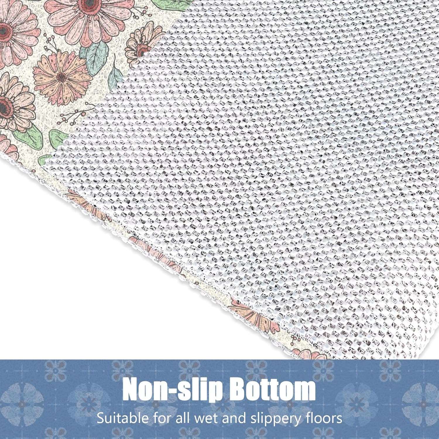 COKHDHSquare Non-Slip Flower Shower Mat 48x24