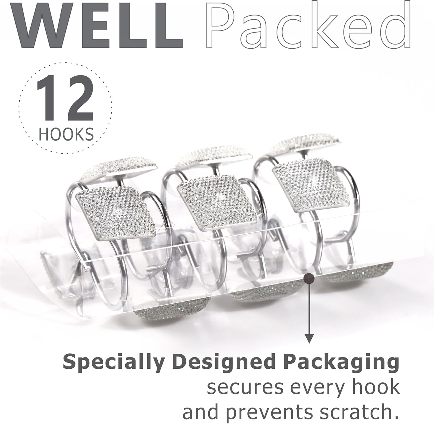 Clear Crystal Shower Curtain Hangers