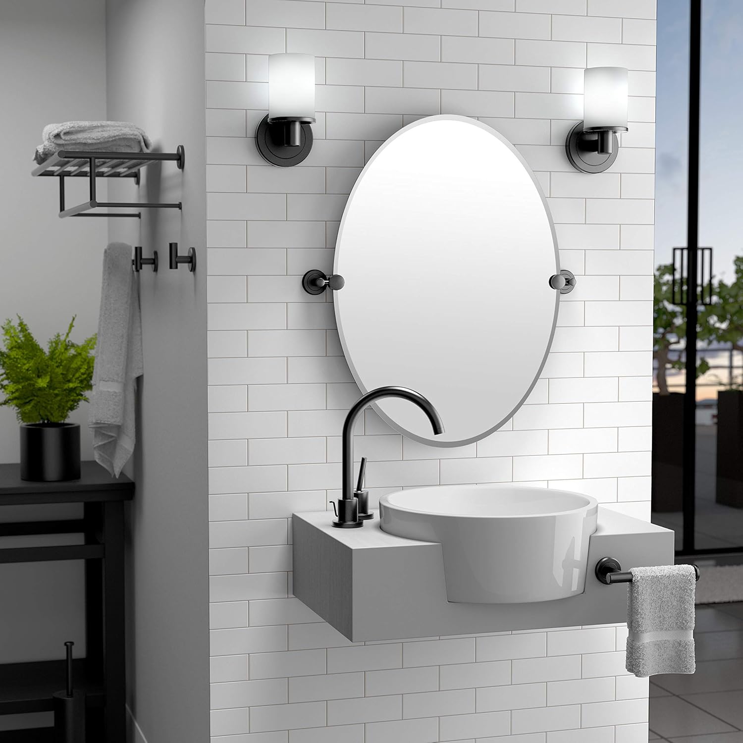 Gatco 1481MX Latitude II Round Toilet Brush with Holder Matte Black