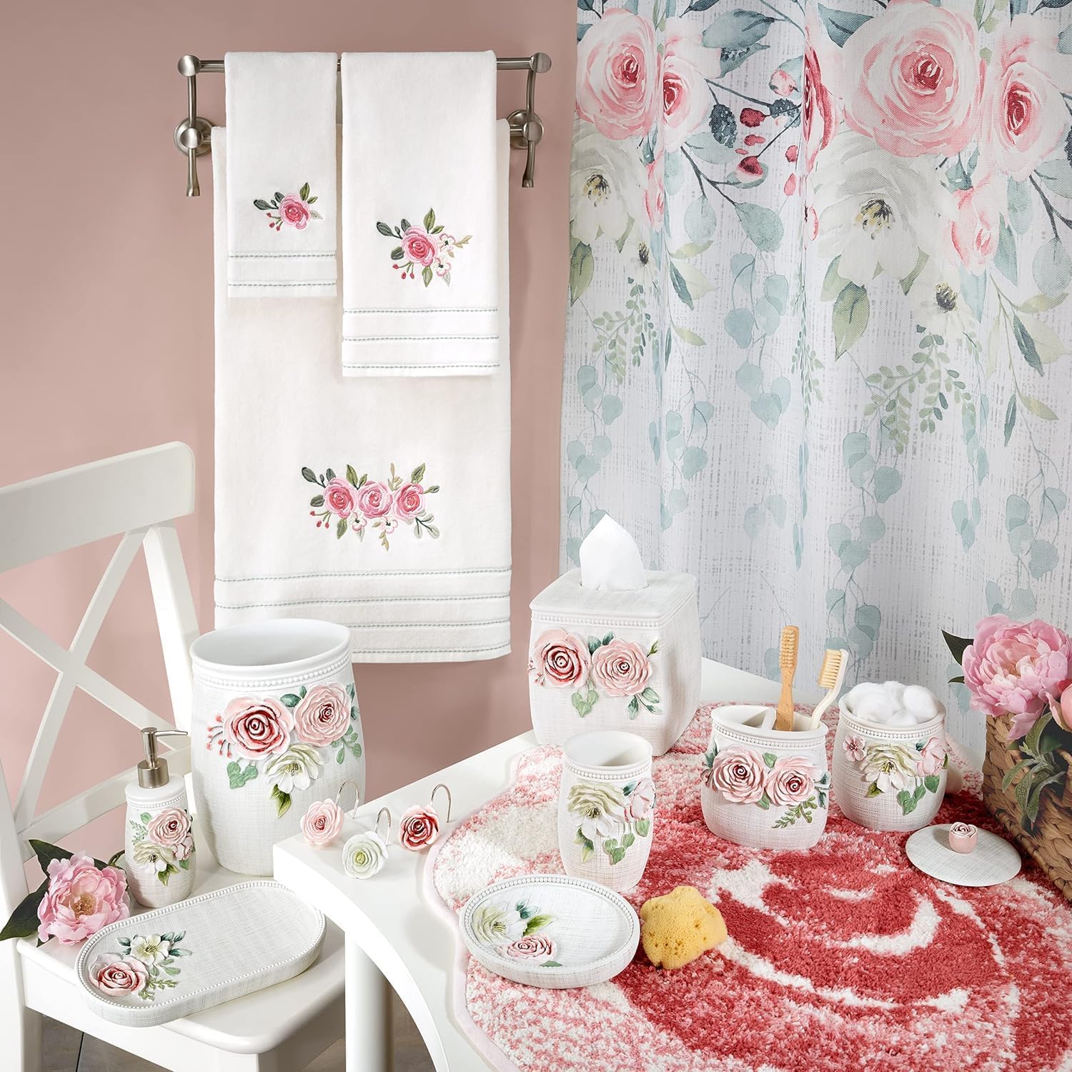 Avanti Linens Shower Curtain Hooks Spring Garden Collection Set of 12
