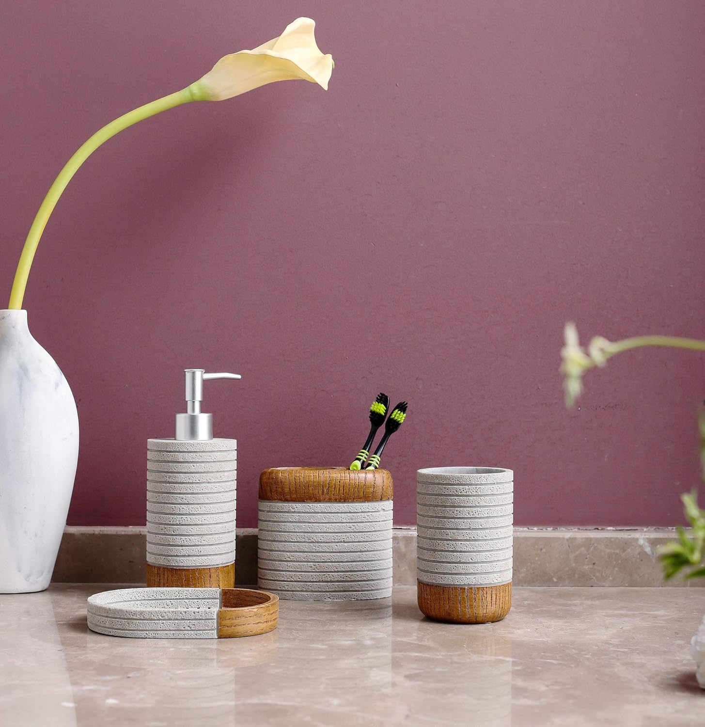 Hymmah Bathroom Accessory Set 4 Pcs Resin