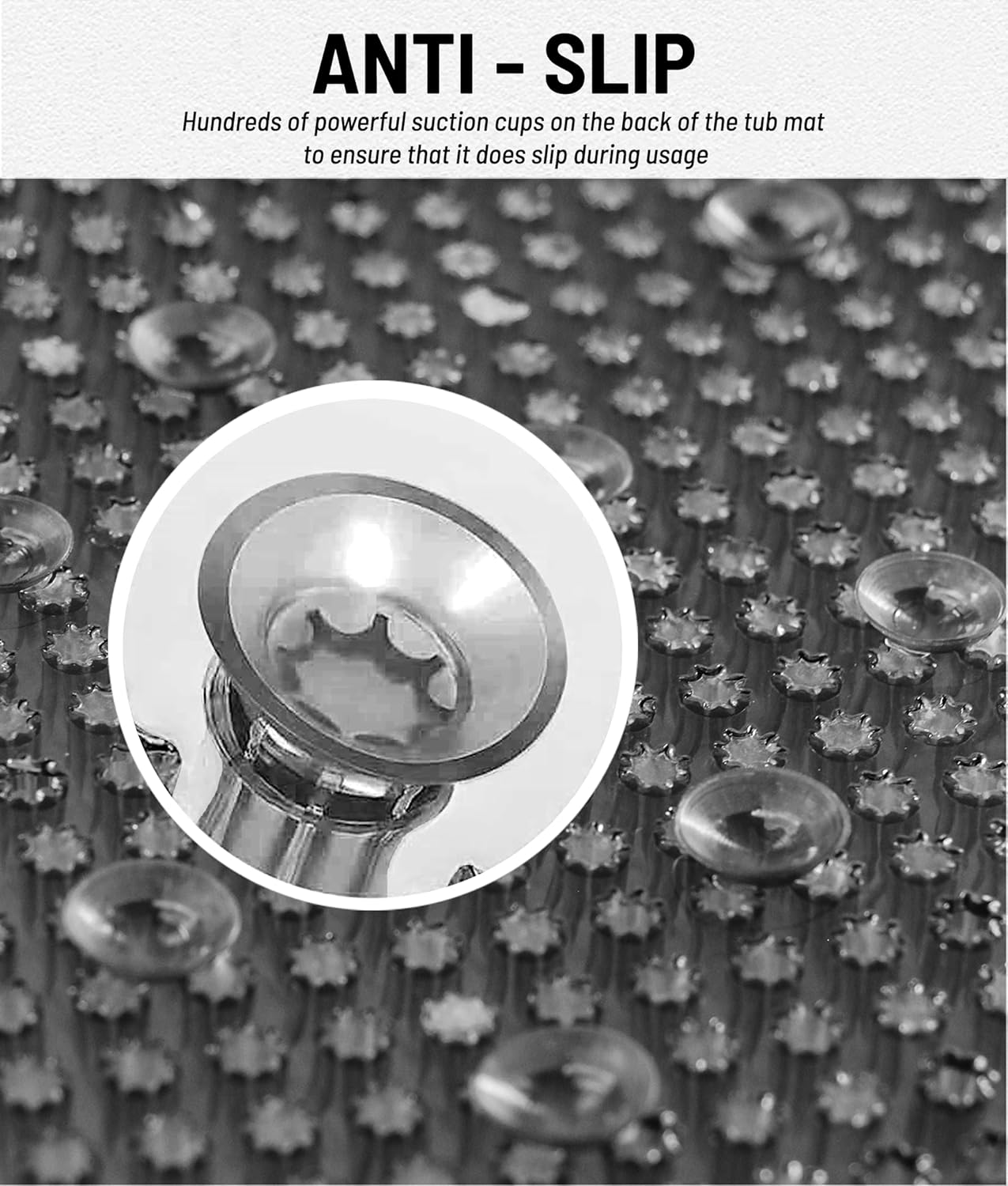 Anti-Slip Bath Mat with Suction Cups 30x16 Grey