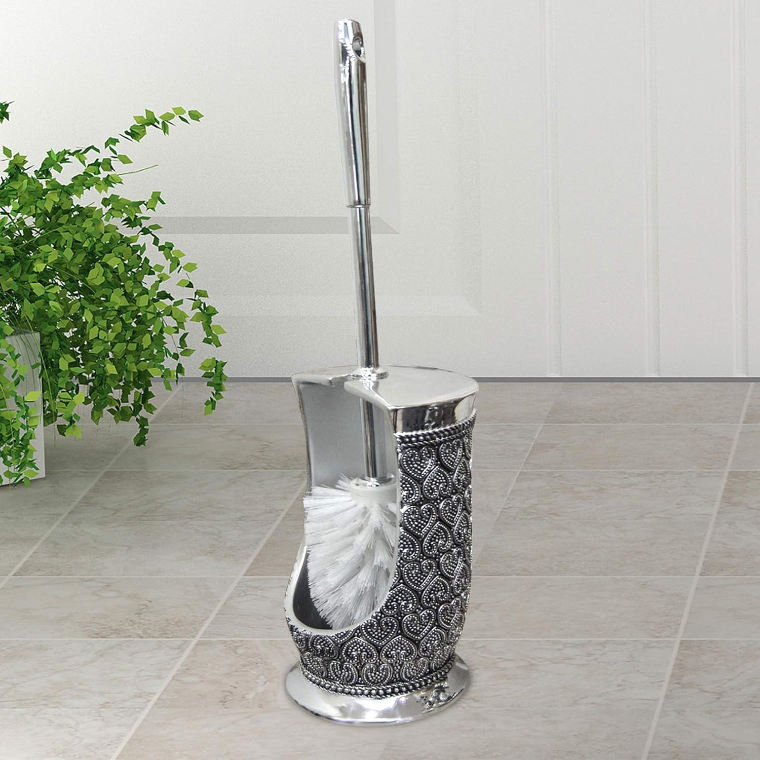 Sturdy Design Space-Saving Modern Aesthetic Toilet Brush Holder