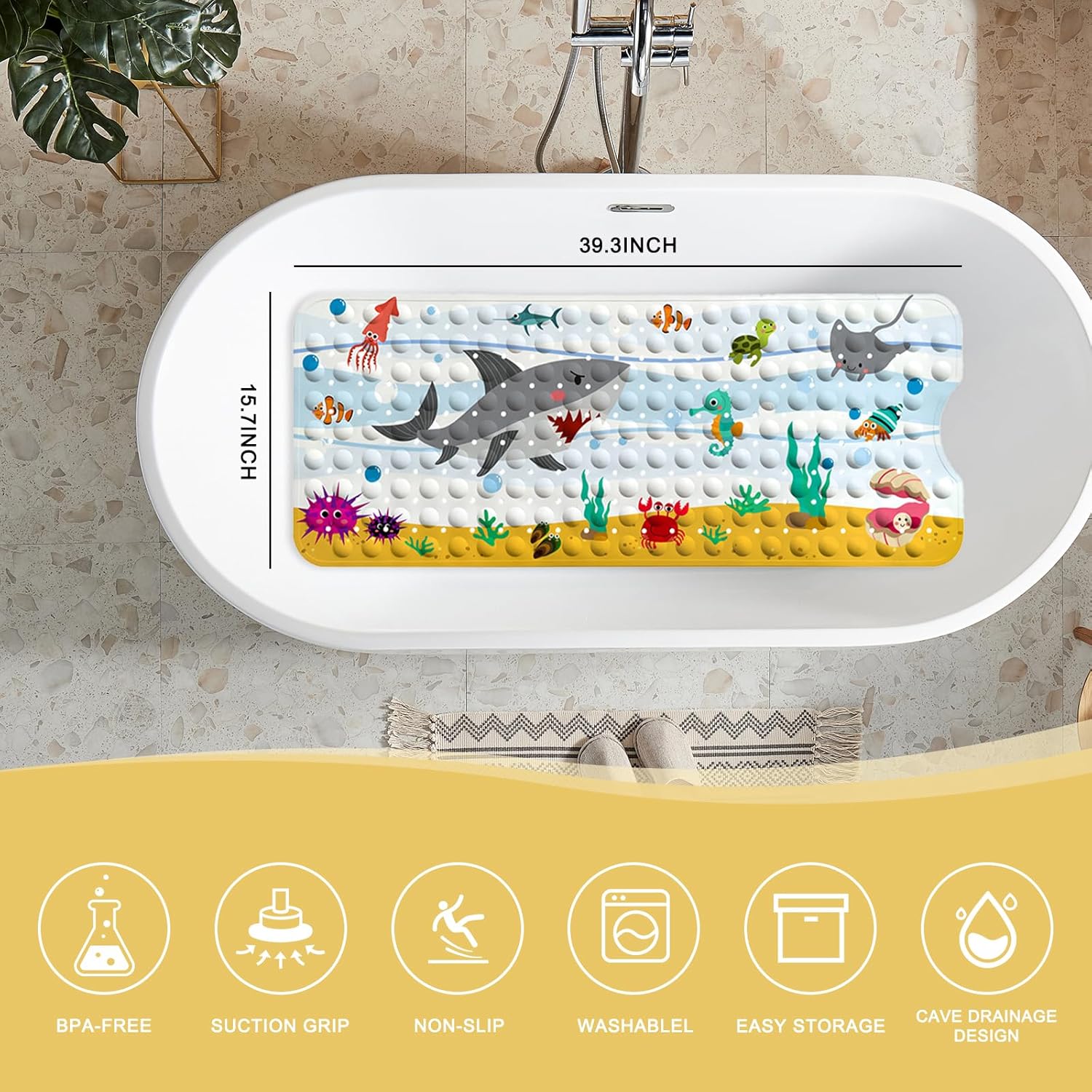 Perfect for Safety and Fun Kids Bath Mat