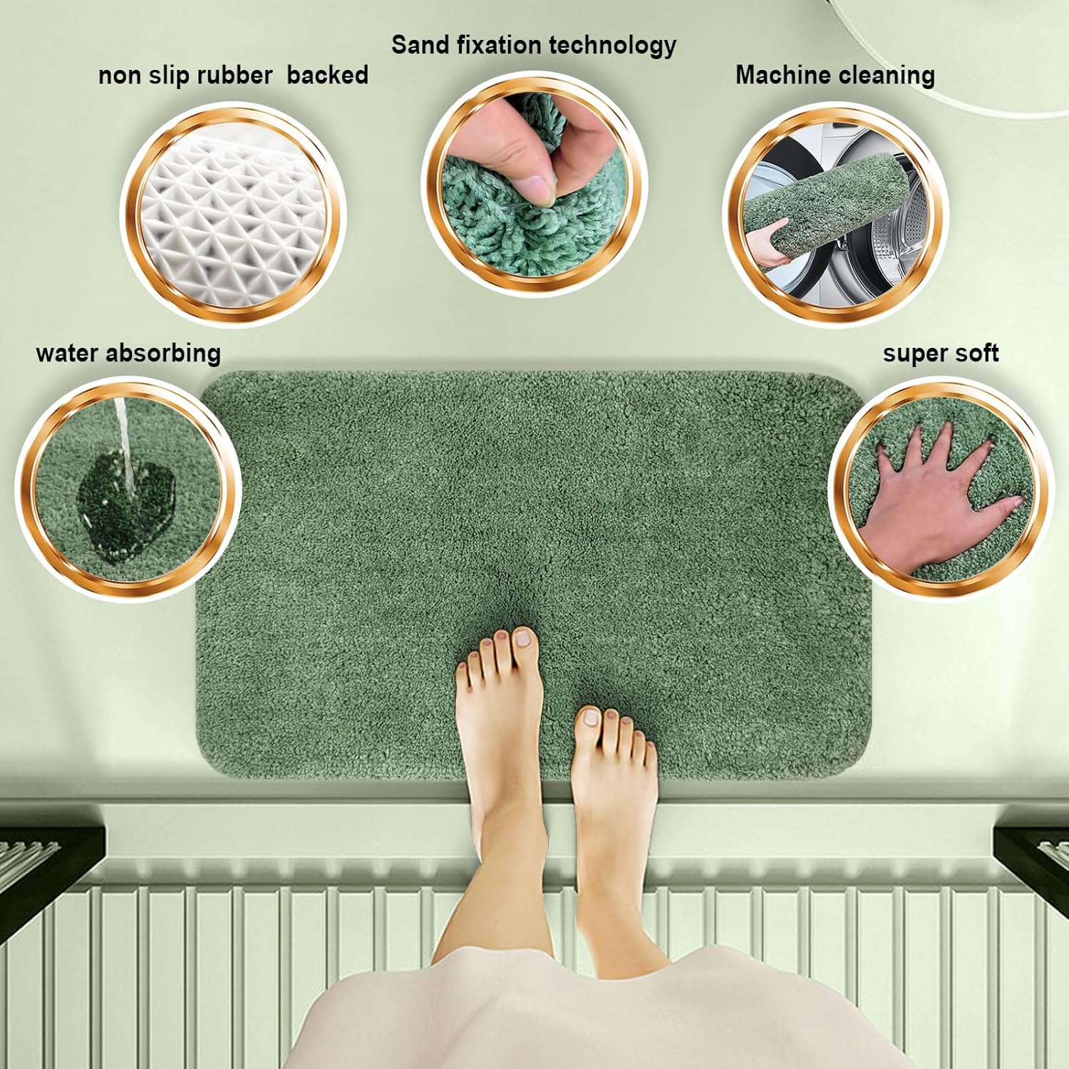Luxury 4-Piece Bathroom Set with Waterproof shower curtain Soft Rugs