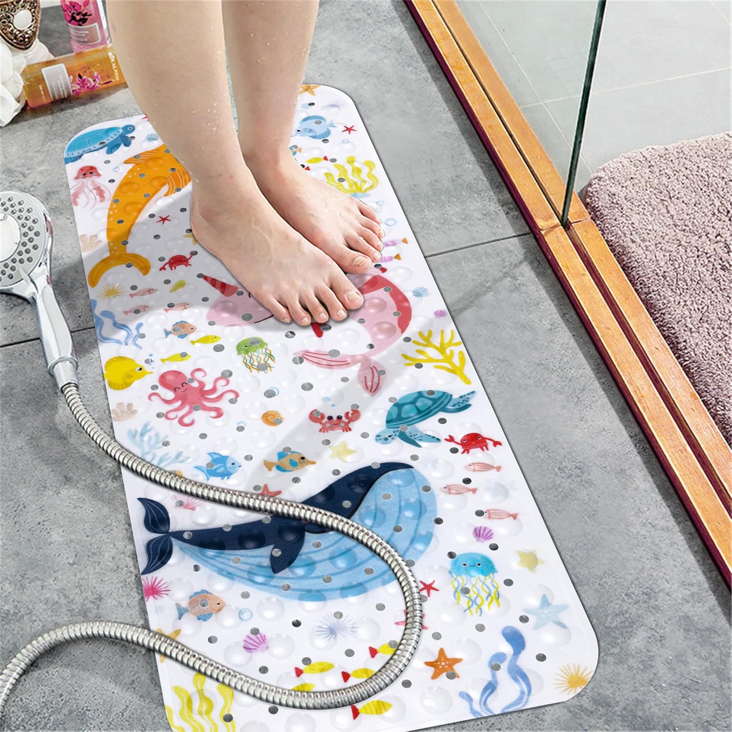 Topotdor Baby Bath Mat with Sea Animal Design