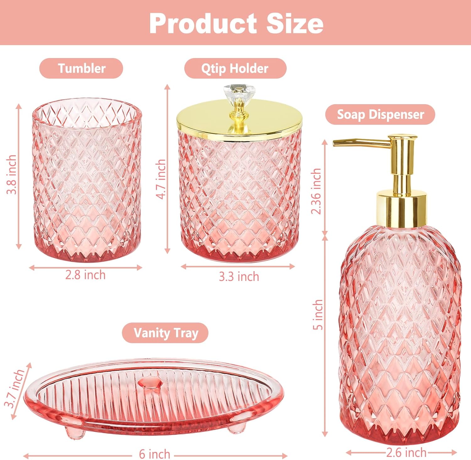 Haturi Pink Bathroom Accessories Set
