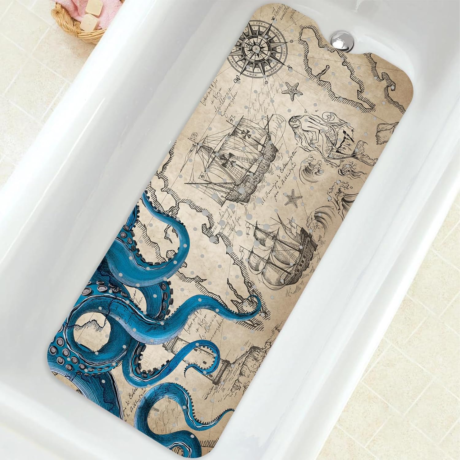 Bathtub Mat Non-Slip Octopus Extra Long