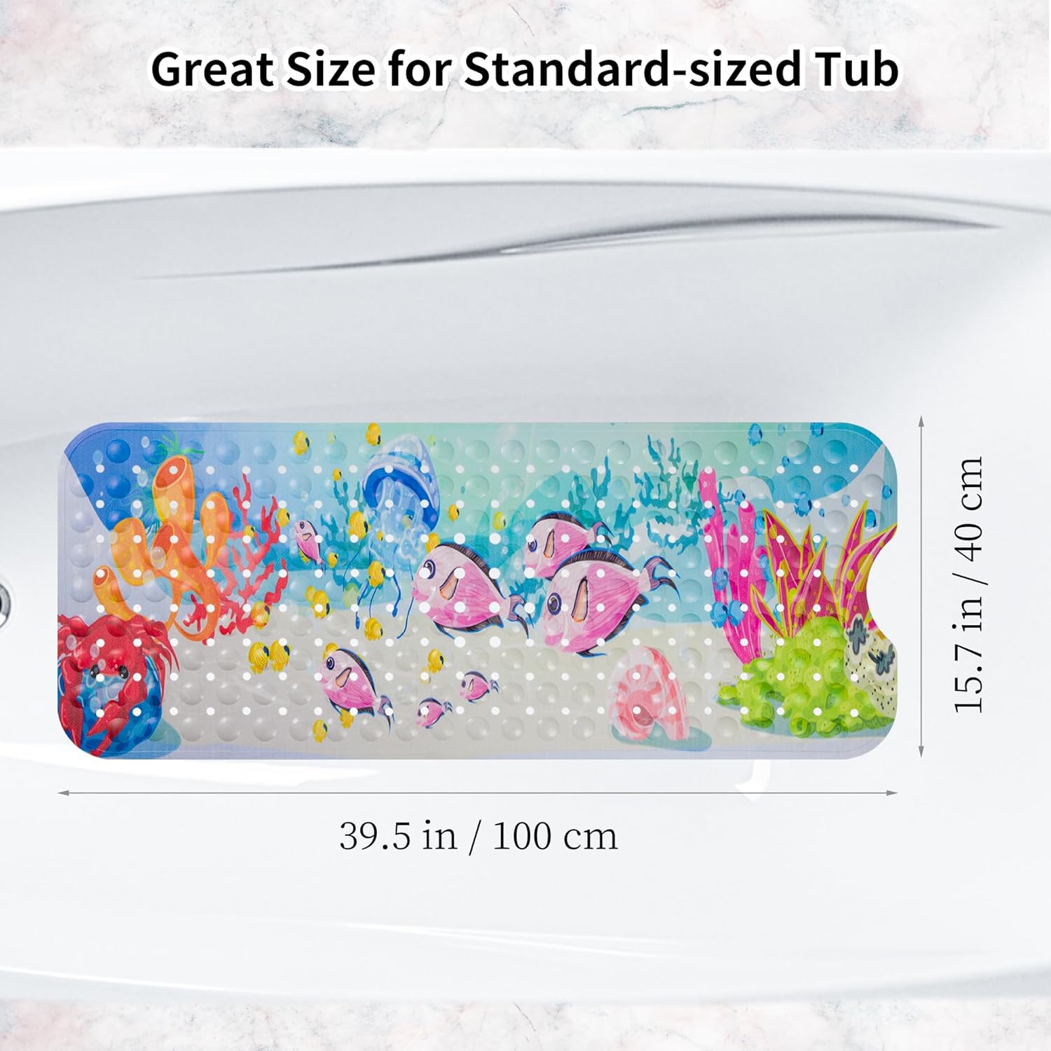 All Pride Baby Bath Mat with Suction Cups and Drain Holes