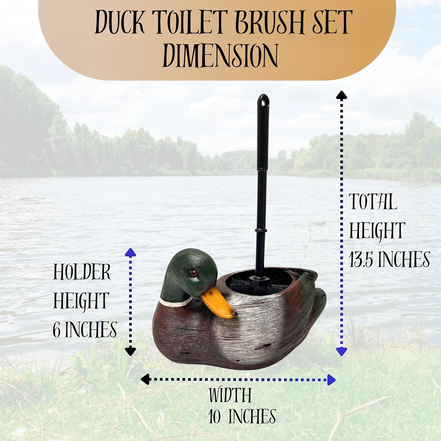 Quirky Mallard Duck Toilet Brush Set