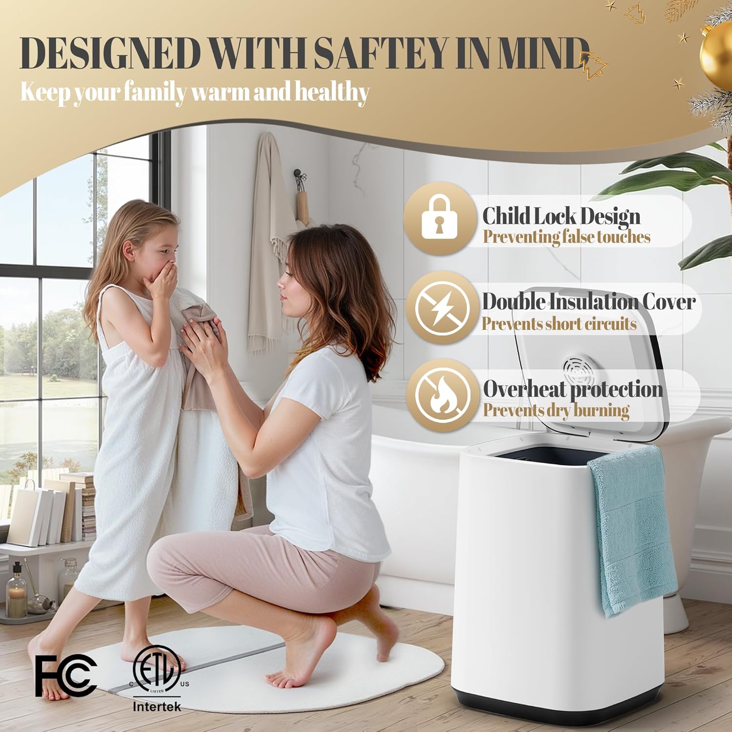 Tehanld 25L Towel Warmer with 200F Heating Child Lock Upscale Design