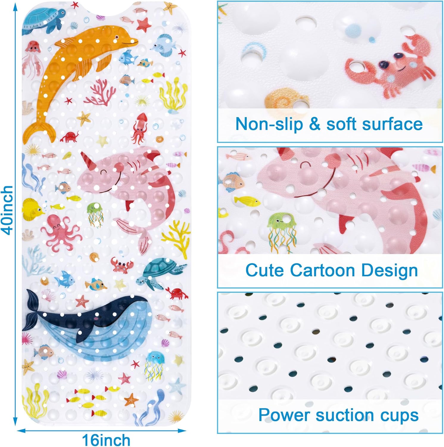 Topotdor Baby Bath Mat with Sea Animal Design