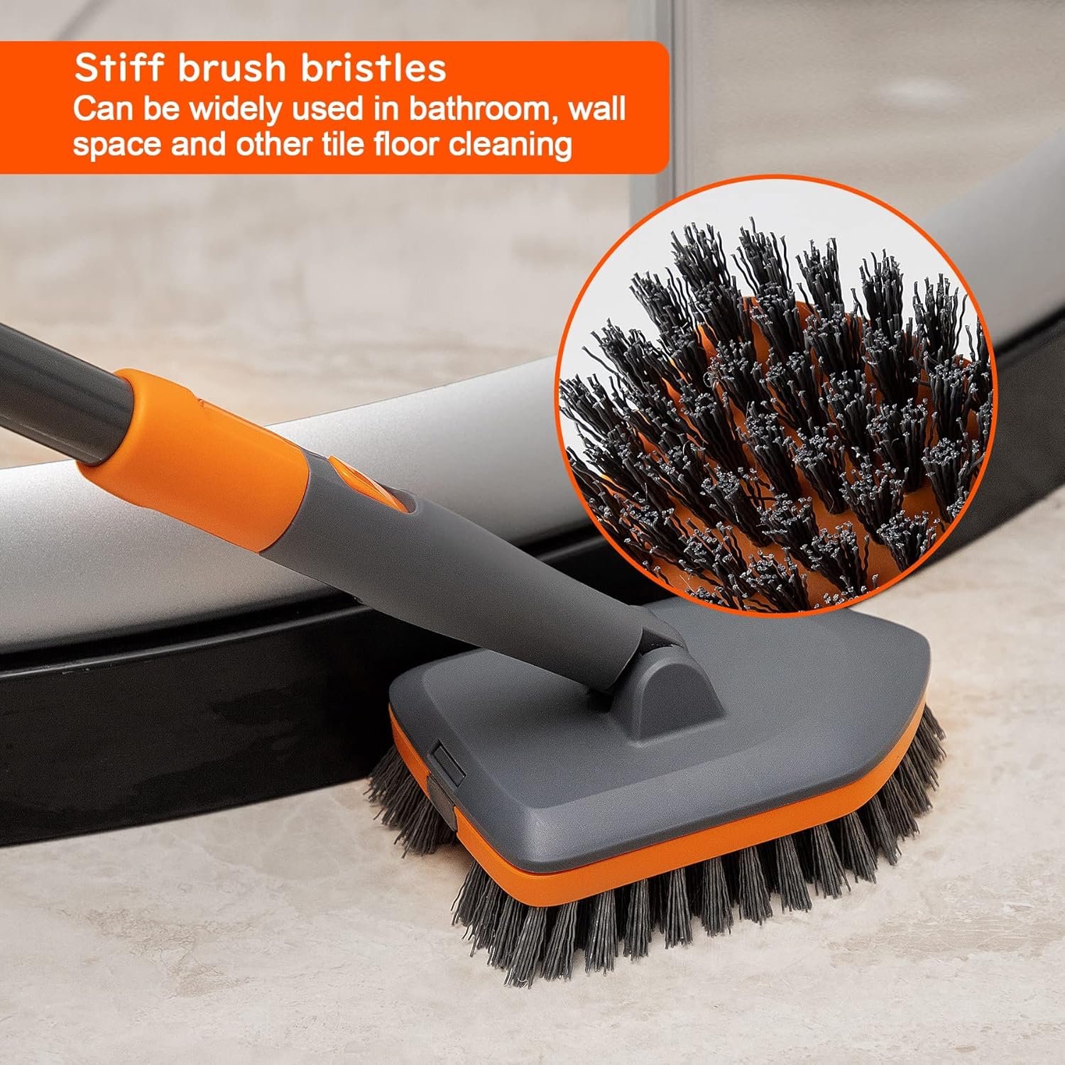 Scrub Brush with 56 Long Handle Multifunctional Tile and Tub Scrubber