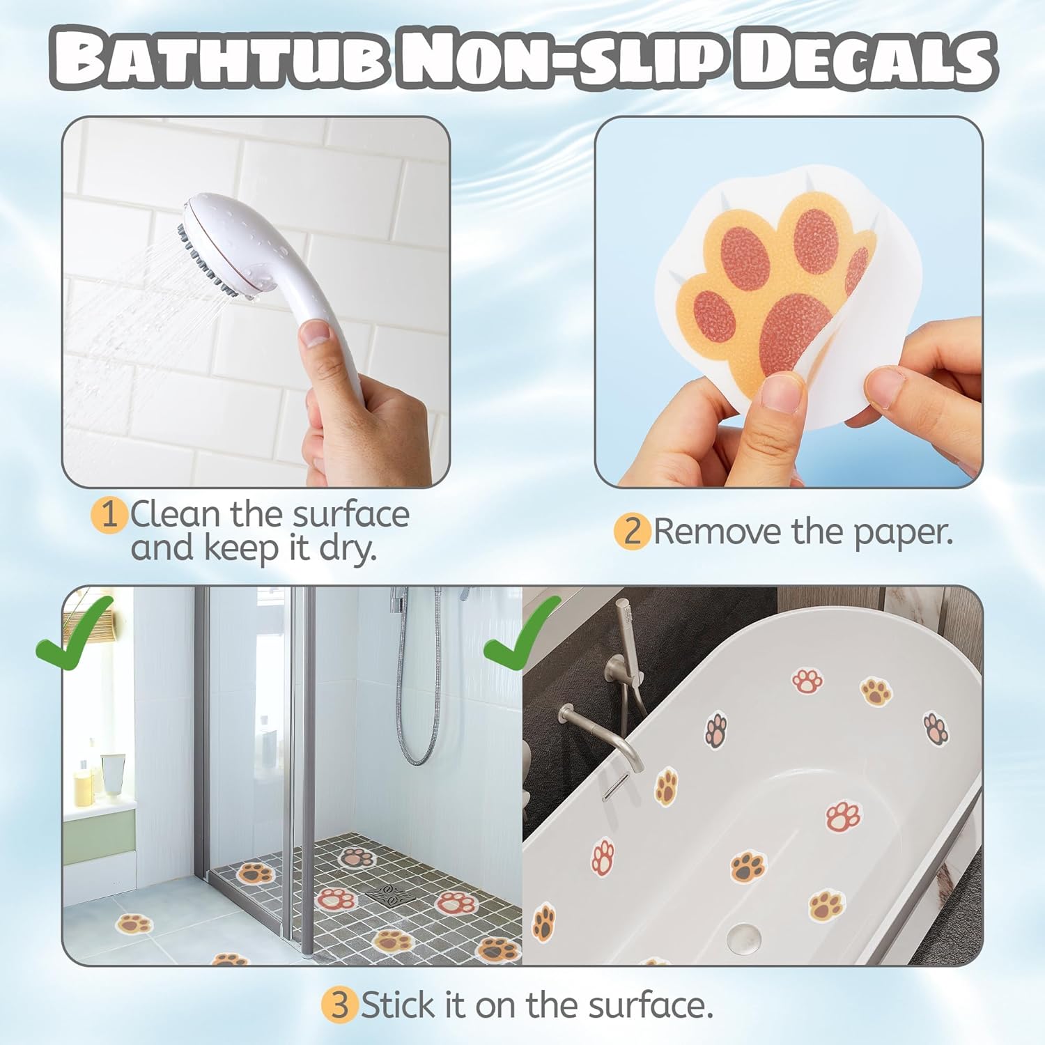 12PCS Cats Claw Non-Slip Bathtub Stickers