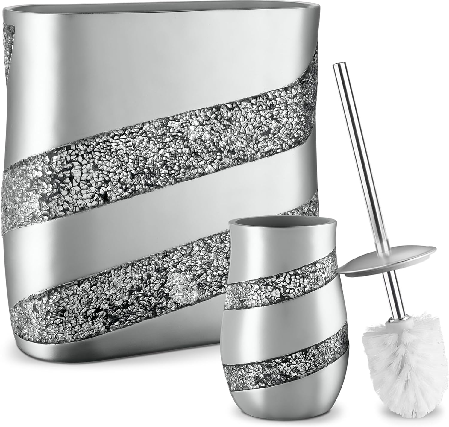 Elegant Silver Mosaic Toilet Brush Set Creative Scents