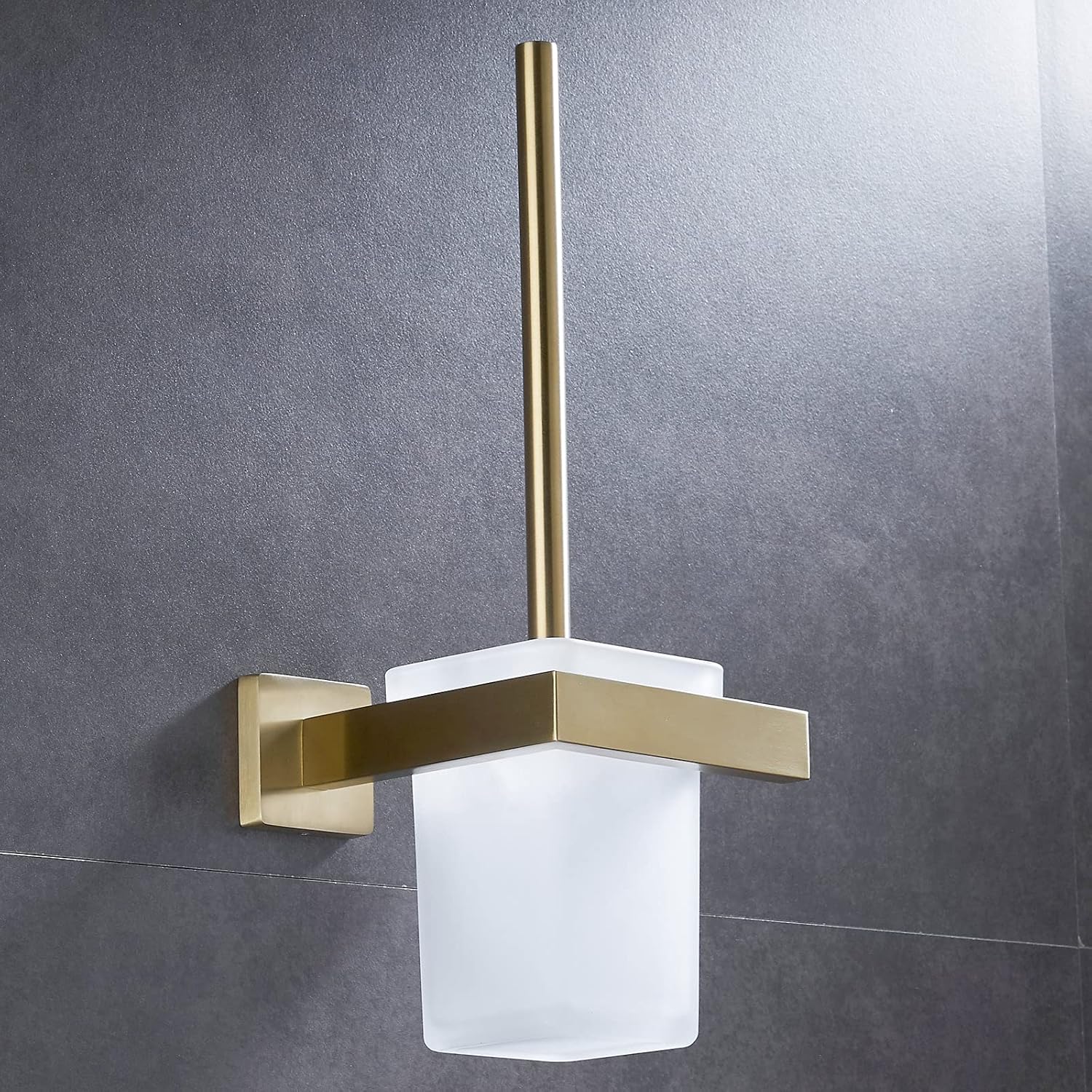 NEWRAINModern Wall-Mounted Toilet Brush Set with Gold Finish