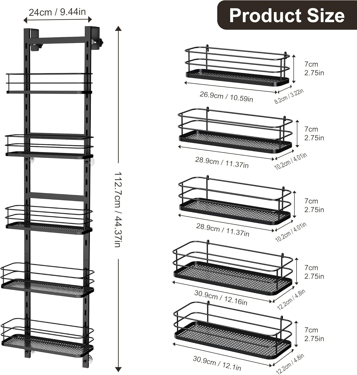 Adjustable 5 Tier Over the Door Shower Caddy