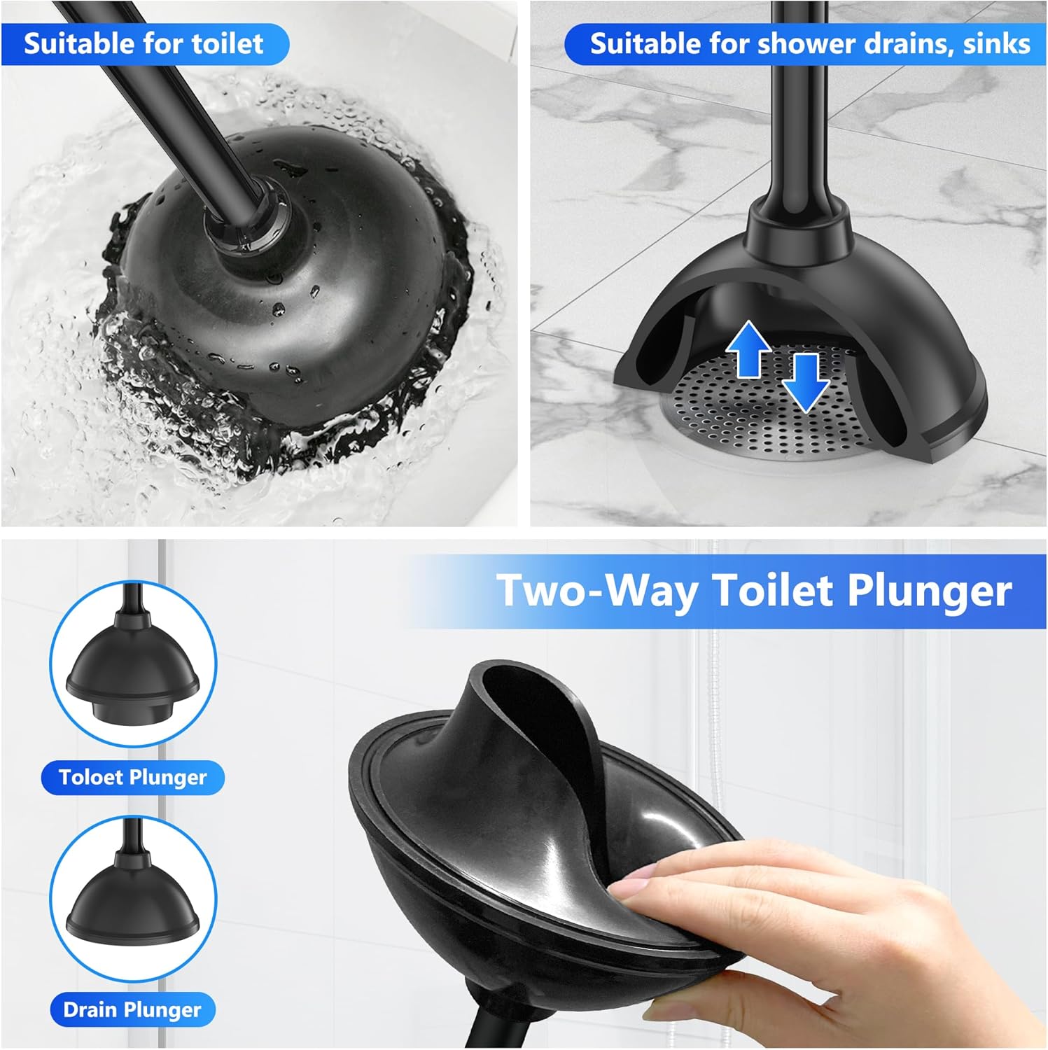 Toilet Plunger and Brush Set for Efficient 2-in-1 Cleaning