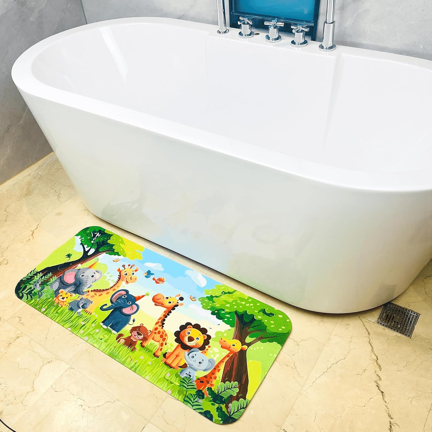 BOPPIE Non-Slip Bathtub Mat for Kids Safe Durable