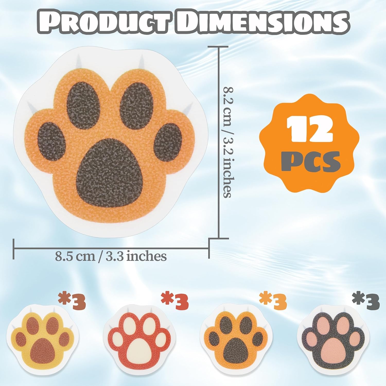 12PCS Cats Claw Non-Slip Bathtub Stickers