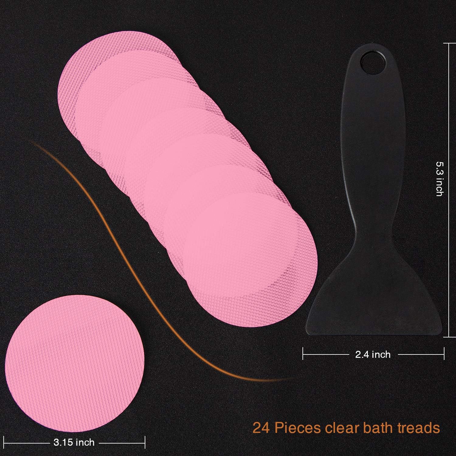 Non-Slip Bathtub Stickers 24PCS Pink Safety Treads