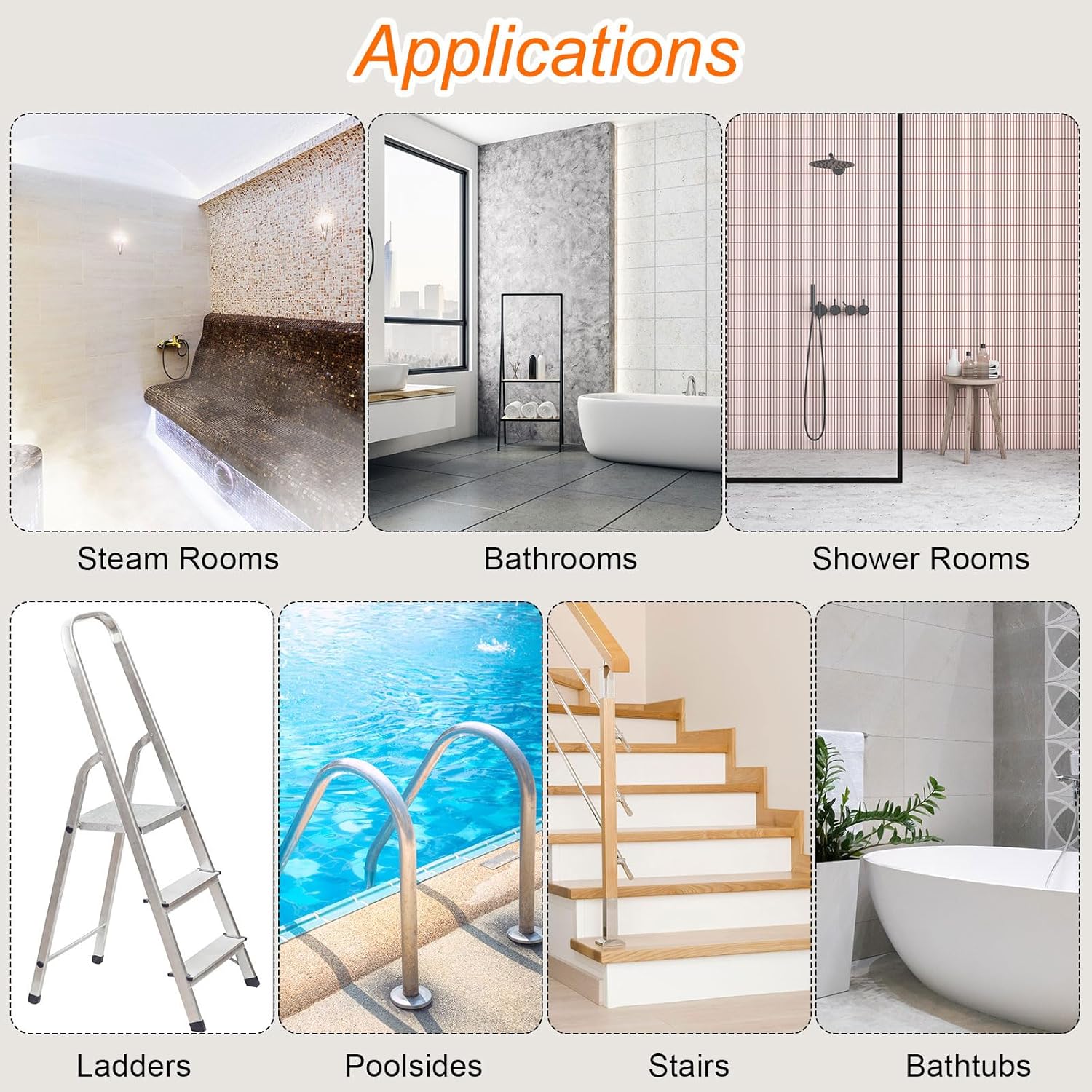 HARFINGTON 24pc Fish Anti-Slip Bathtub Stickers Set with Scraper White