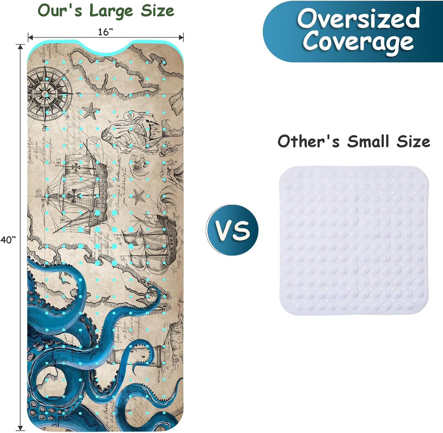 Bathtub Mat Non-Slip Octopus Extra Long