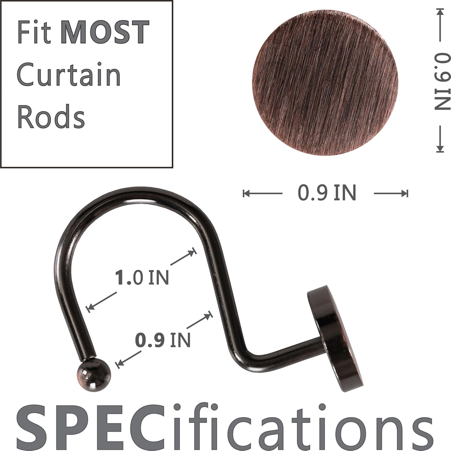 Elegantly Modern Bronze Shower Curtain Hangers for Rust-Free Showers