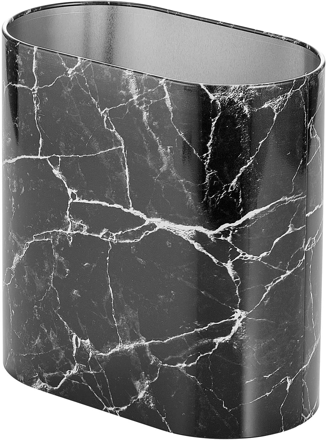 mDesign Metal Toilet Brush with Holder and Step Trash Can Set