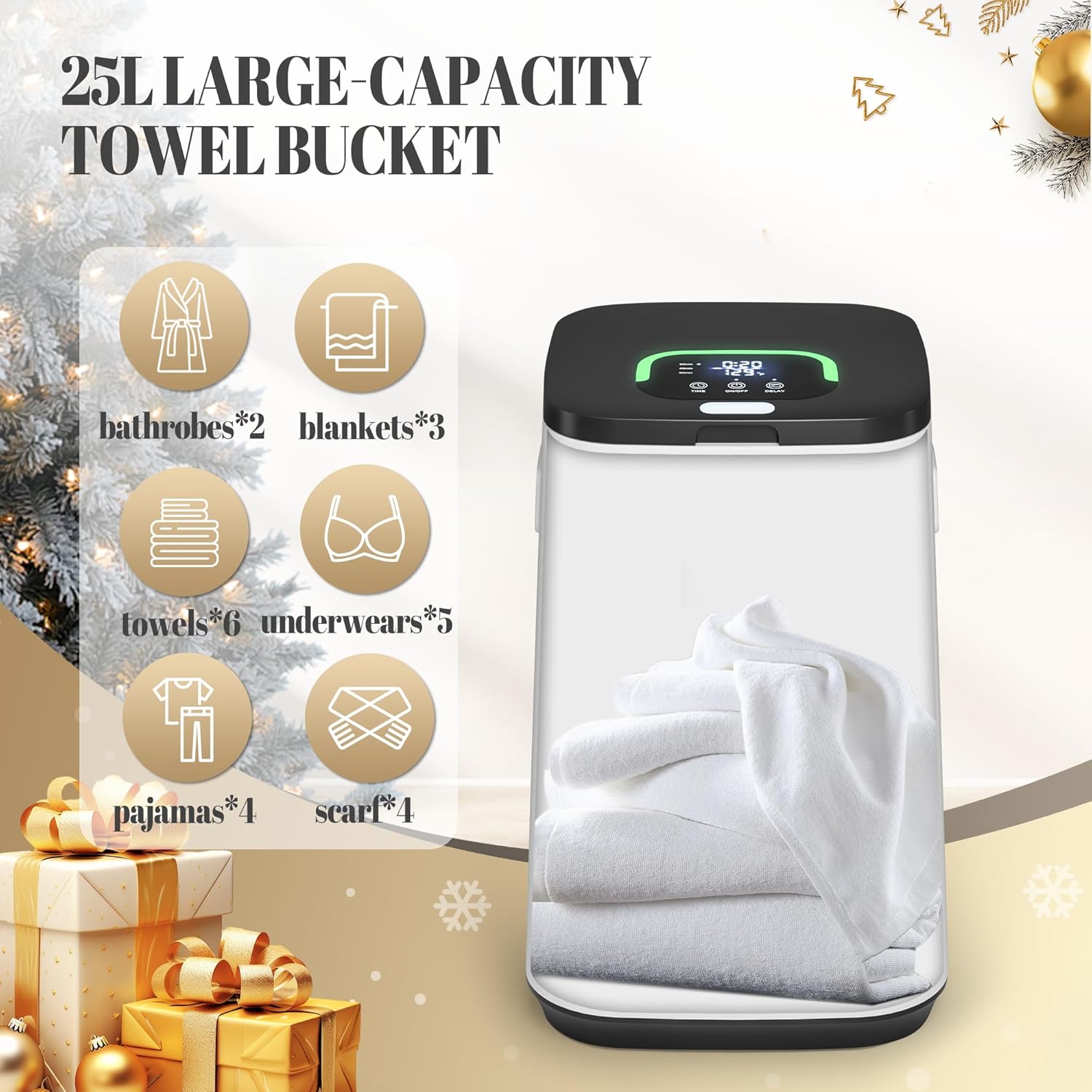 Tehanld 25L Towel Warmer with 200F Heating Child Lock Upscale Design
