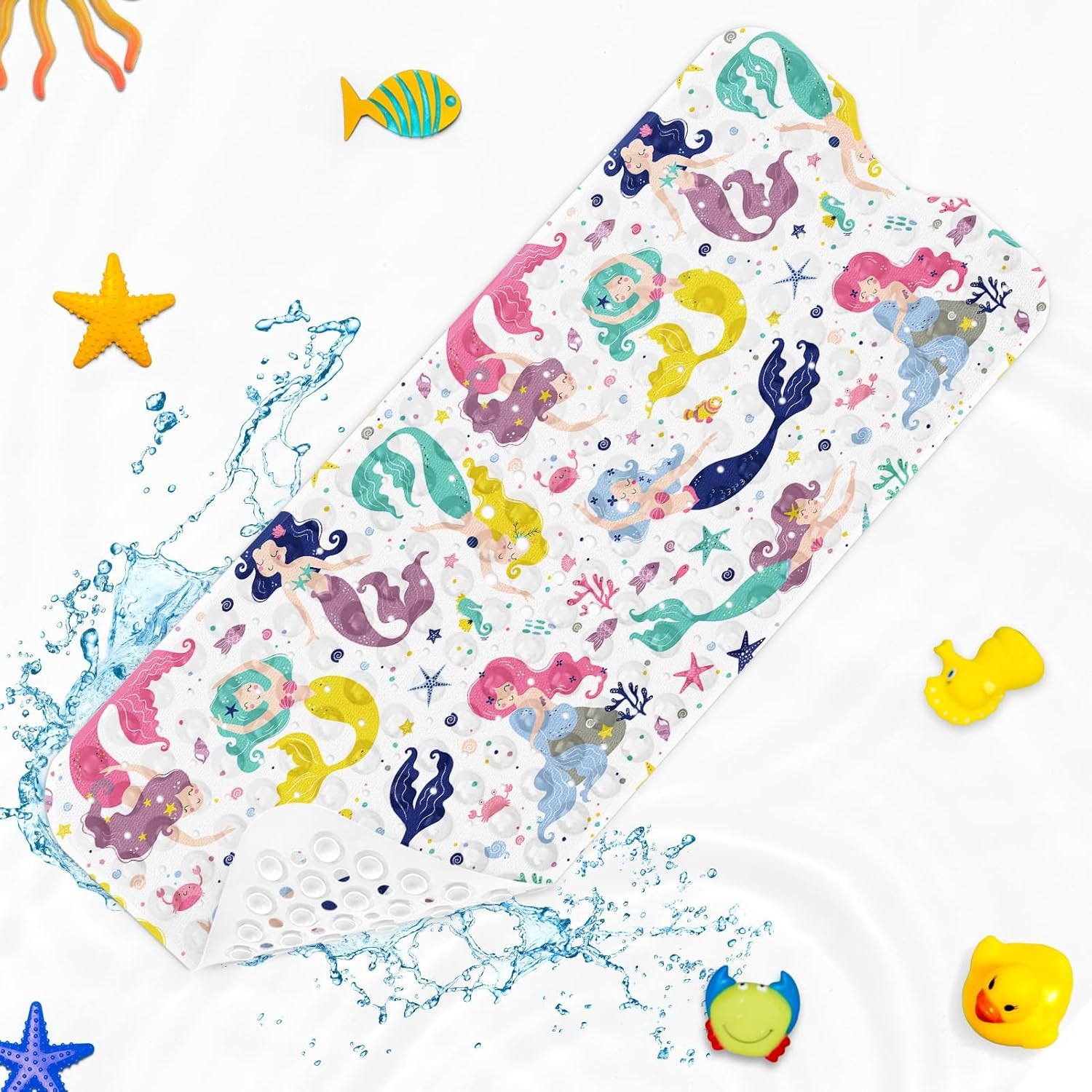 Culudea Cute Kids Sea Bathtub Mat Mermaid Nautical Non-Slip