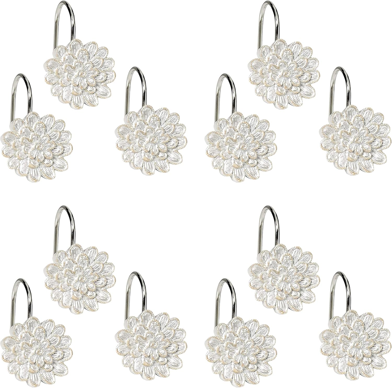 Luxurious Rose Vine Metal Bathroom Shower Hooks with Beige-Taupe Design