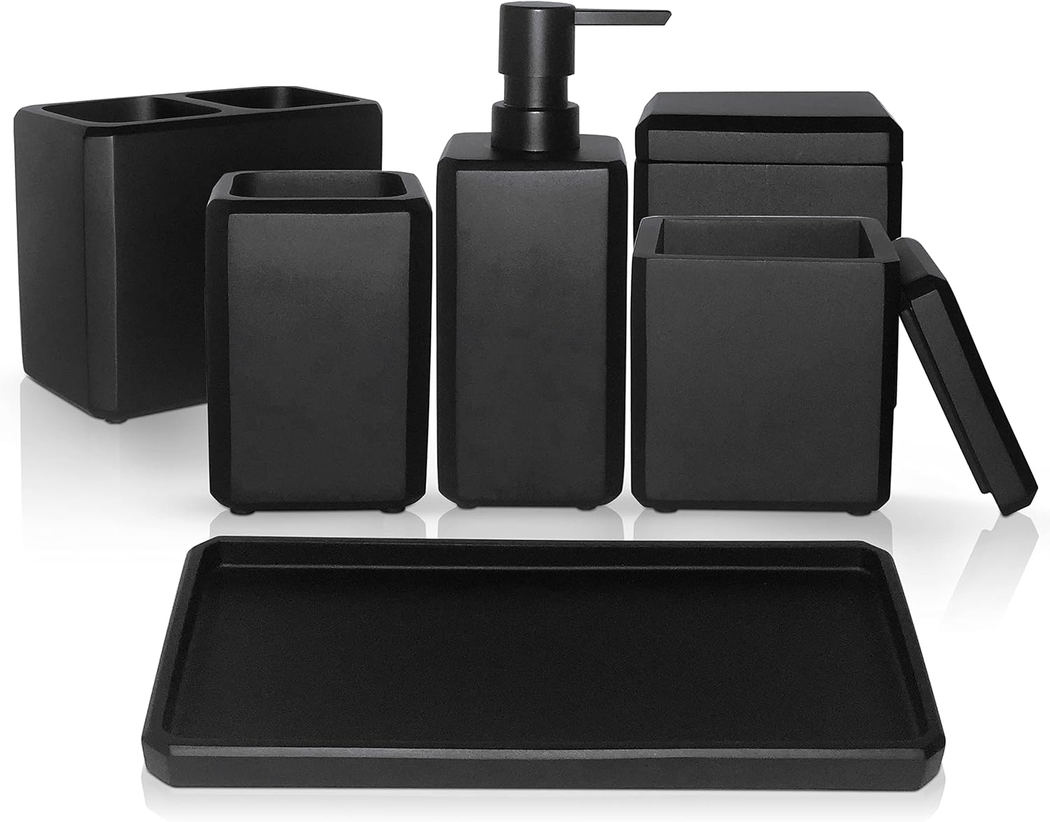 6 Pcs Matte Black Bathroom Accessory Set