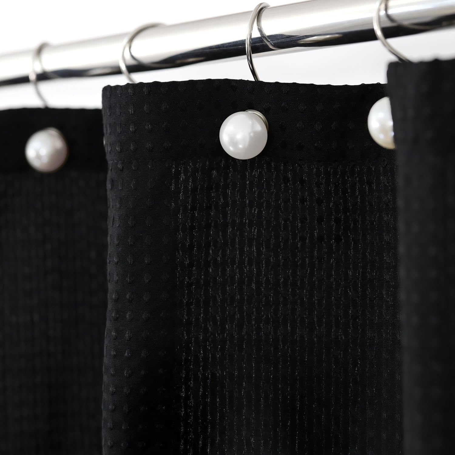 Intimate Pearl-Enhanced White Shower Curtain Hangers